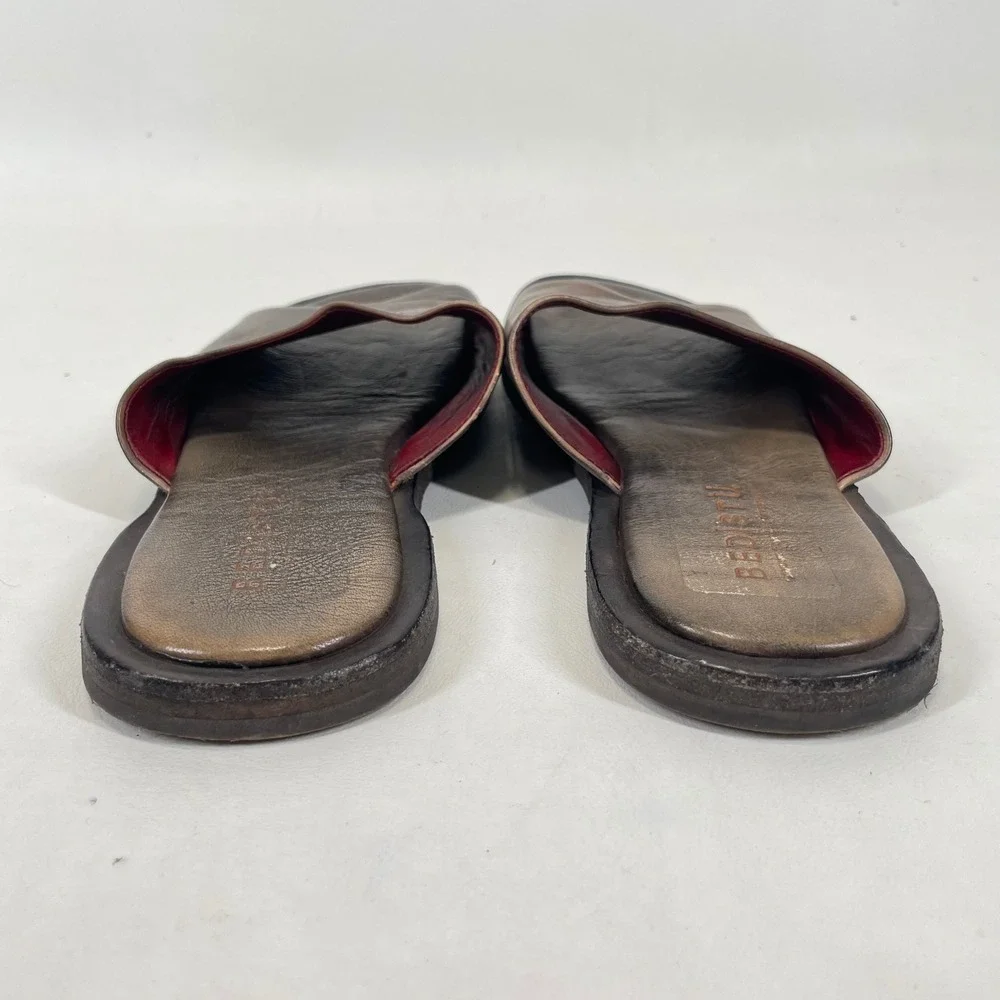 Bed Stu Brown Distressed Leather Slide Sandals Red Lining Mens 7.5 Mexico